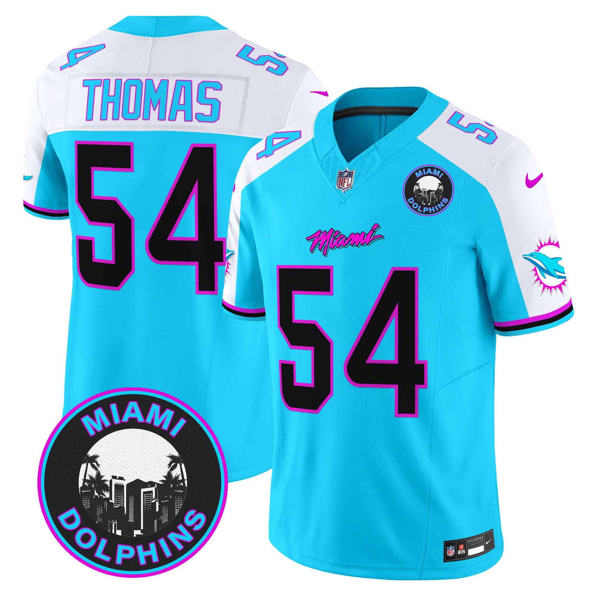 Men Miami Dolphins #54 Thomas Light Blue 2024 Nike Vapor Limited NFL Jersey->indianapolis colts->NFL Jersey